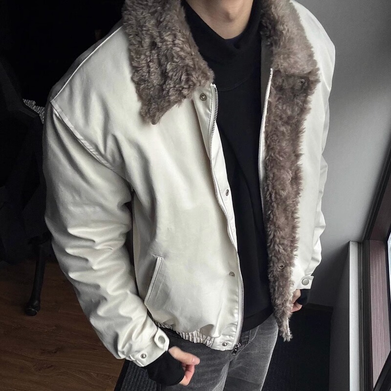 Ifwt'White Antelope' Tencel Cotton Fur Collar Bomber Jacket, Constant Temperature Atmospheric Casual Cotton Coat for Men and Women Ifwt'White Antelope' Tencel Cotton Fur Collar Bomber Jacket, Constant Temperature Atmospheric Casual Cotton Coat for Men and Women