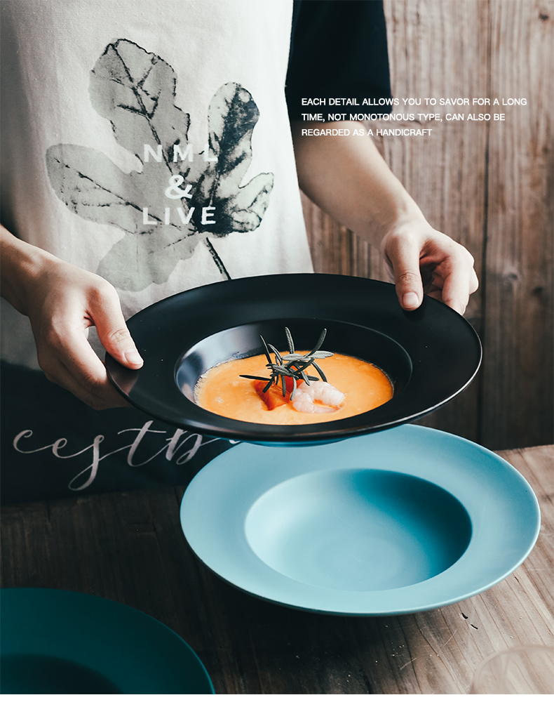 Nordic creative ceramic pasta dish food dish deep dish of household food dish tableware straw hat dish soup plate FanPan disc