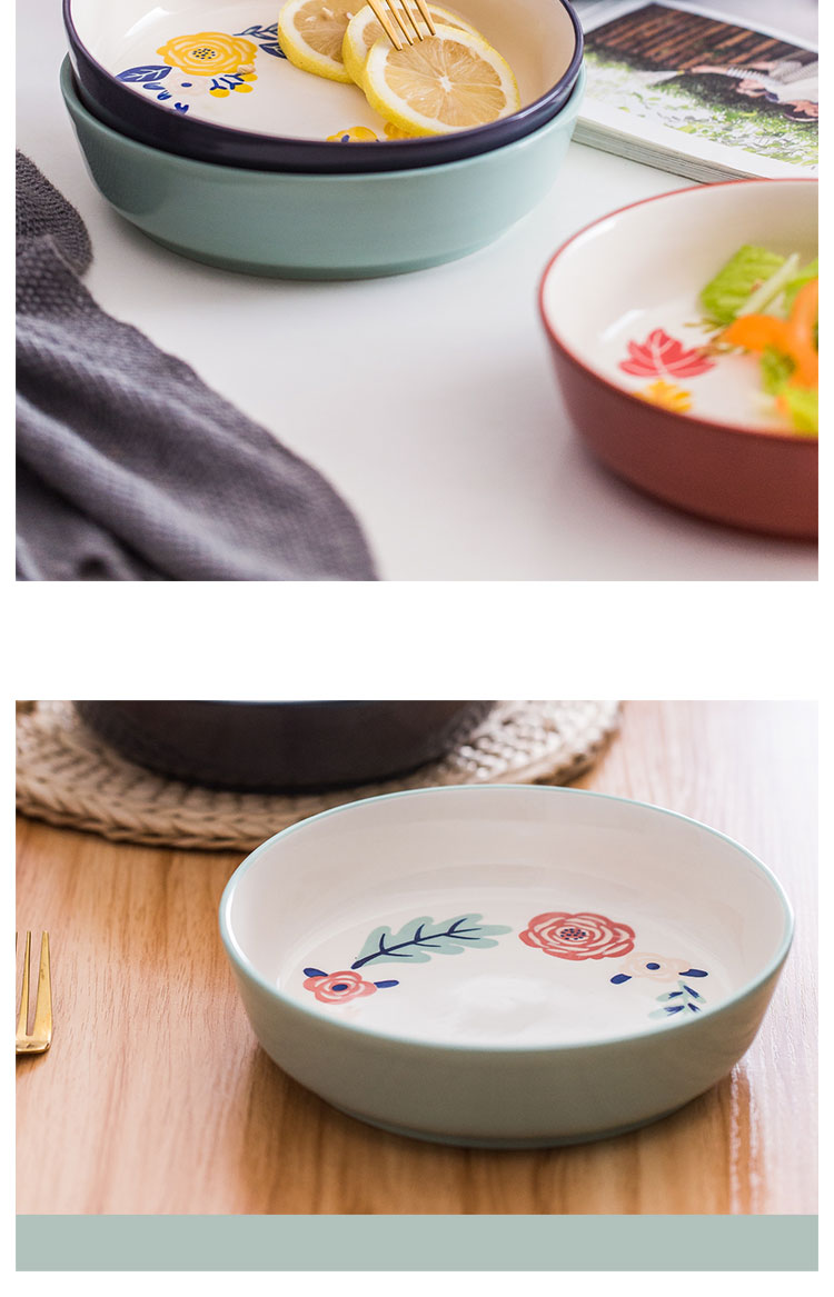 Nordic four seasons wind under glaze color porcelain tableware household dish dish dish soup bowl bowl rainbow such as bowl of fruit salad bowl