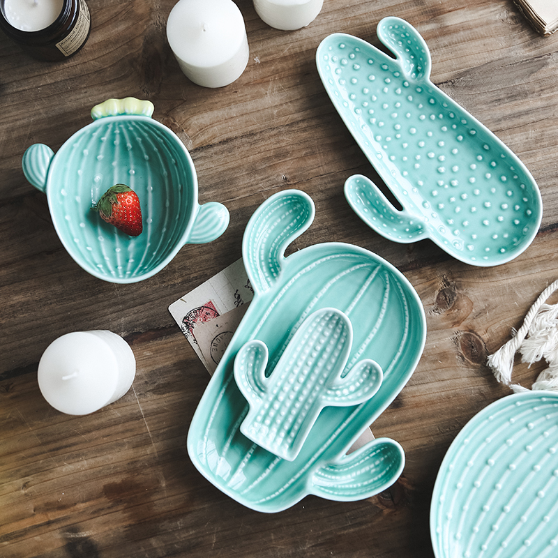 Cactus creative snacks disc ins plate northern wind move breakfast tray was dessert plate ceramic fruit bowl