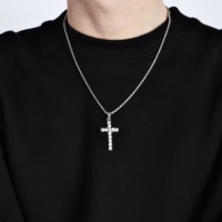Full Diamond Cross -Striel necklace ins, Ma Siwei, European and American rap hip -hop men's clavicle chain personalized titanium steel chain