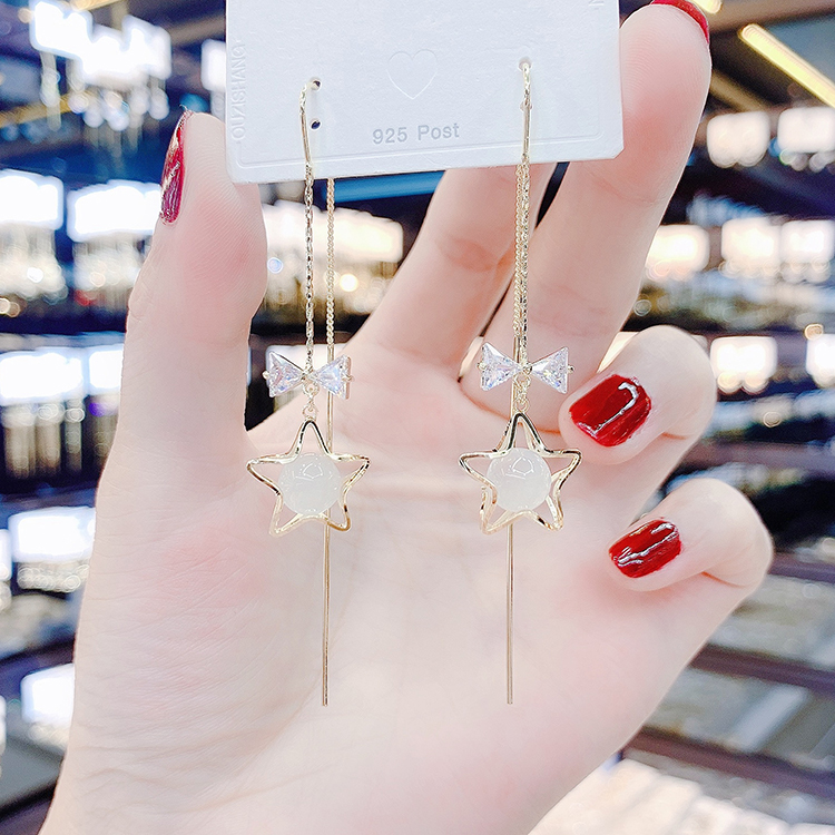 202 years new trend Suearrings net red earrings Zircons Butterfly Knot Earrings Temperament Cat Eye Stone Stars Earrings