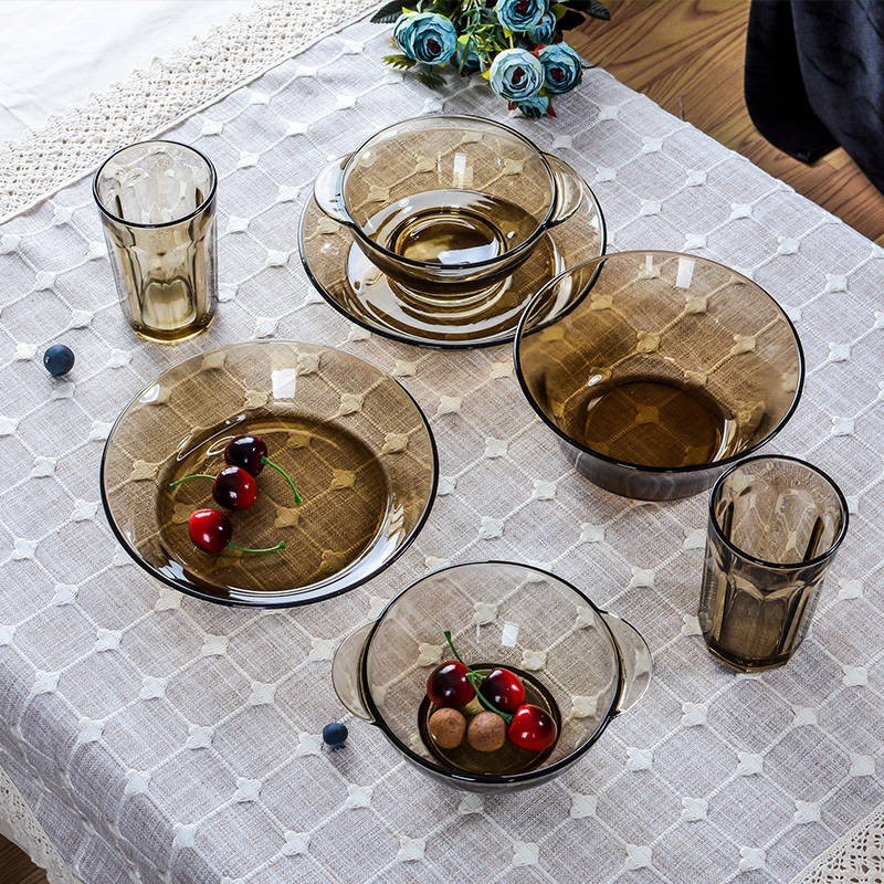 Dark brown ears small high temperature resistant glass bowl bowl dish bowl of salad bowl can microwave heat - resistant tableware lead - free