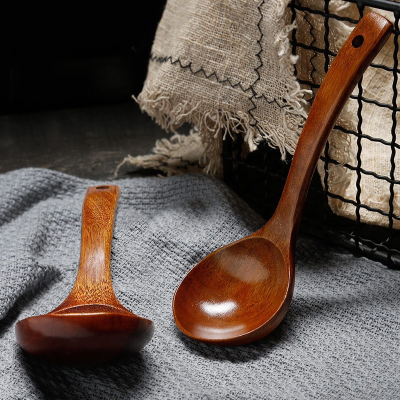 Soup spoon Long handle spoon Household hot pot spoon Wooden porridge spoon Porridge spoon Large soup spoon Japanese and Korean large wooden