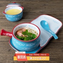 ezicok handle bowl Creative soup bowl with handle personality breakfast bowl Household large noodle bowl Japanese ceramic tableware set