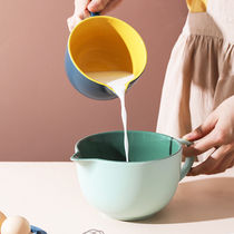 ezicok drainage bowl ceramic bowl with handle bowl batter bowl pointed mouth bowl home mixing bowl large capacity beaten egg bowl