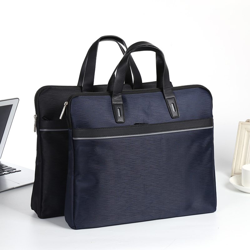 Deli handheld file bag A4 pull-chain bag stand-up cotton canvas briefcase male lady business office meeting bag