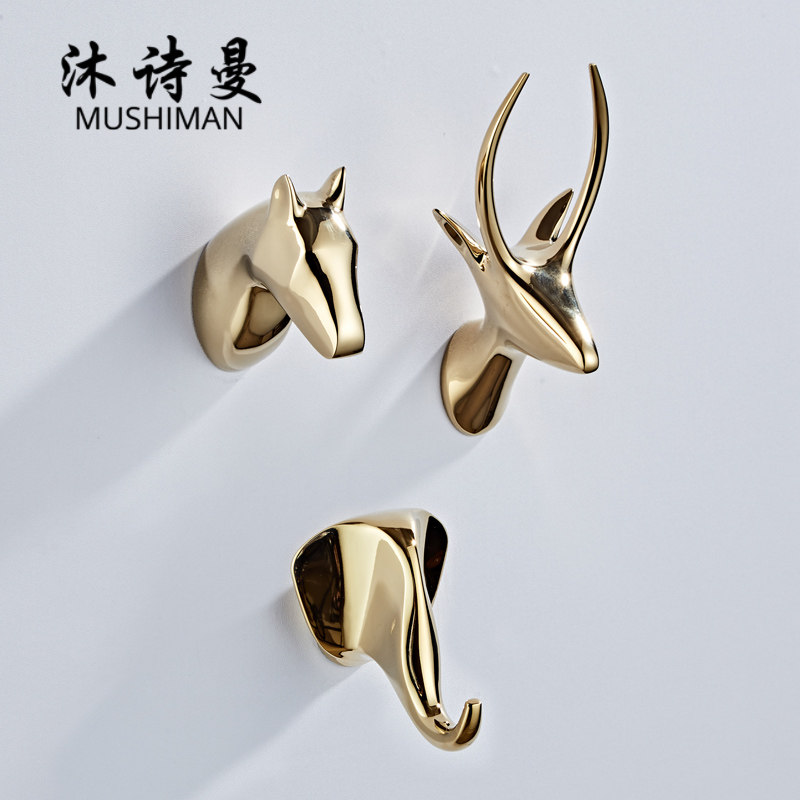 Nordic postmodern small hook Hyon cloak hook golden Animals Decorative Bedroom Wall Minimalist Light Lavish Pendant-Taobao