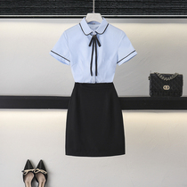 Work clothes set women summer professional temperament interview dress women front desk work wear short sleeve shirt professional set