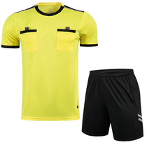 新款 足球裁判服 短袖 短裤 套装 吸汗透气 提供发票 黄色