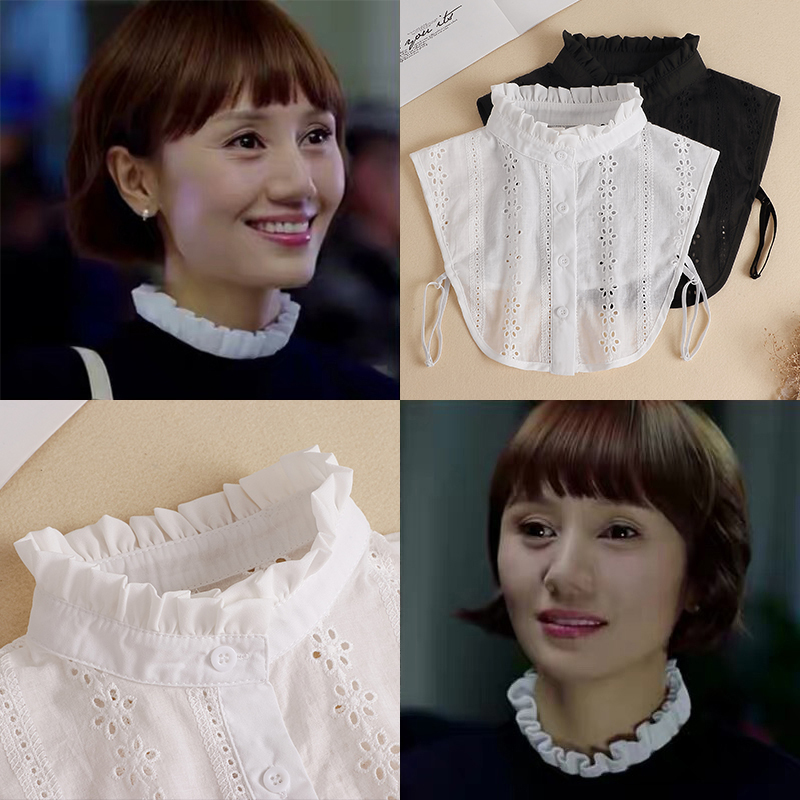Spring, Autumn, and Winter Women's Sweater Base Layer with Fake Collar, Versatile Fake Collar, Ruffled Shirt, Stand-Up Collar