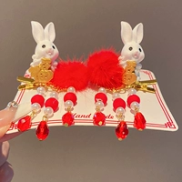 22#кроличье красный шар для волос [1 пара]