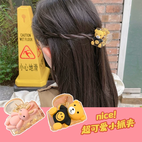 Мультяшная детская заколка-крабик, хвостик, заколка для волос, аксессуар для волос, с медвежатами, популярно в интернете