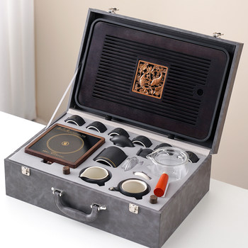 New Kung Fu Tea Set for Home, Office, Business Gifts, Chinese Tea Tray, Teapot, Light Luxury, High-End Gift Box