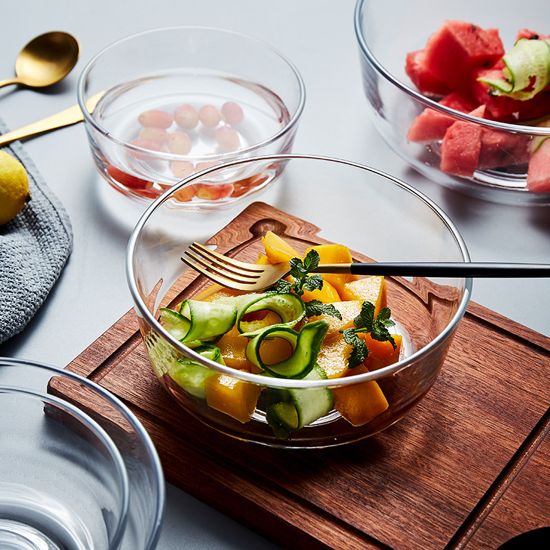 Brilliant and quick glass bowl salad bowl large number thickened transparent fruit bowl Blister Noodle Soup Bowl Home Cutlery