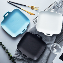 Miao Xun ceramic double ear baking tray cheese baked rice plate baking tableware creative anti-hot personality Dish Home Plate