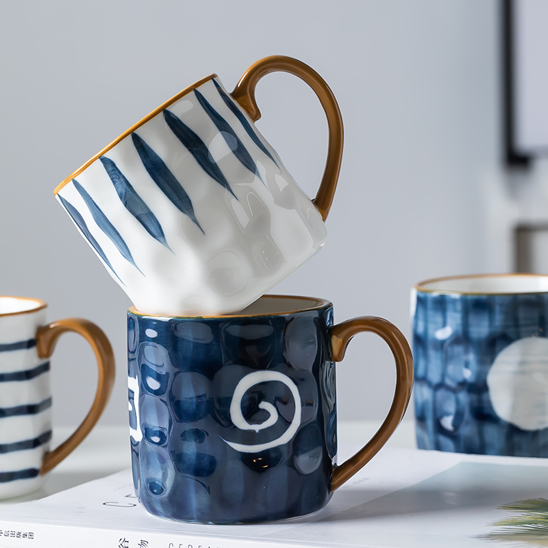 Day Style Ceramic Water Cup Mark Cup With Spoon Creativity Cup Children's Office Tea Cup Coffee Cup Large Capacity Home