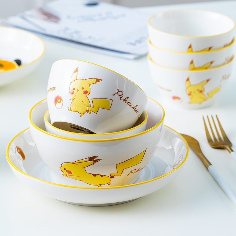 Pikachu ceramic dishes Dish Dishes Cute Children Cutlery Sets Bowls Tray Home Soup Noodles Bowls of Dreams Cartoon
