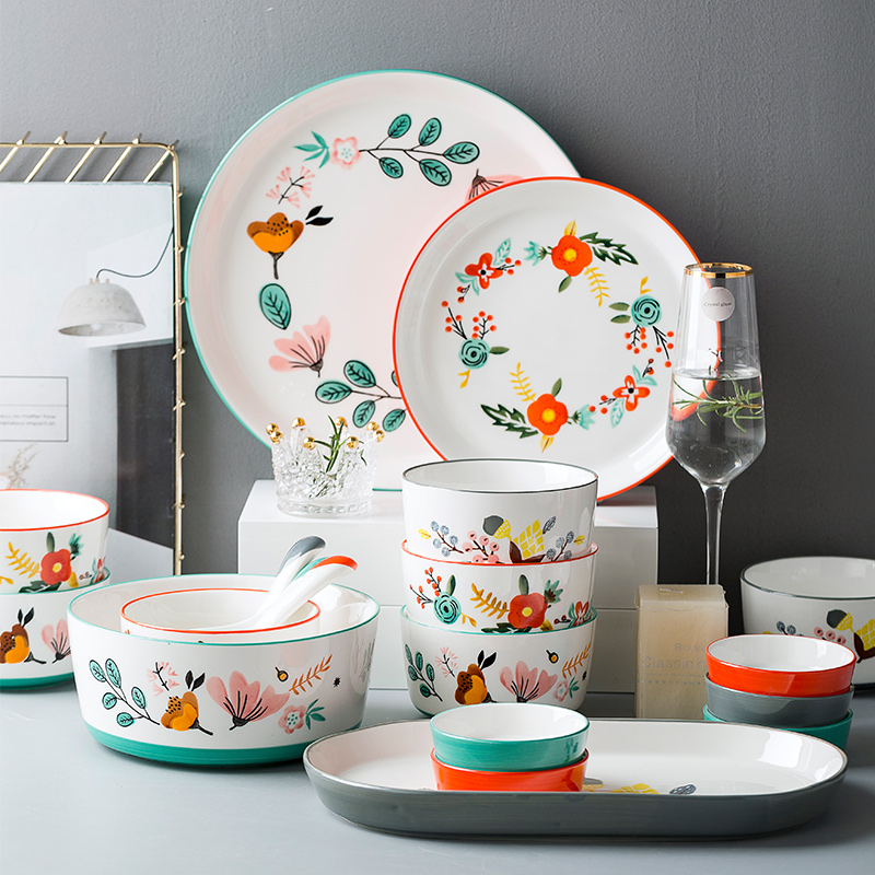 Bowl Single Creative Personality Bowl DISH SUIT HOME CUTLERY SET GROUP BOWL PAN GLAZE LOWER COLOR SUNSTYLE NORDIC BOWL CHOPSTICK PLATE