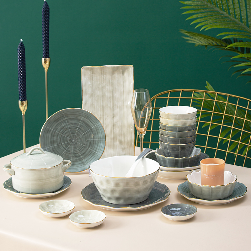 Light luxury simple net red tableware bowl set home Nordic Japanese bowl and chopsticks combination plate high-end gift