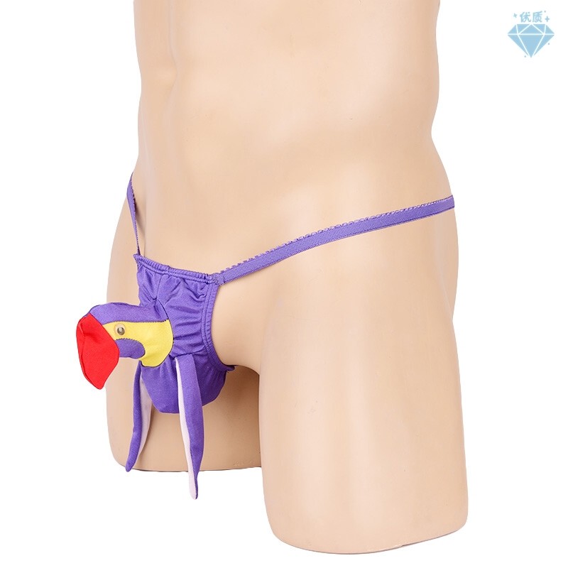 Men's Sexy Underwear with Jj Cover Thong Cosplay Cartoon Creative Funny Gift Low-Waist Bird Head T-Pants