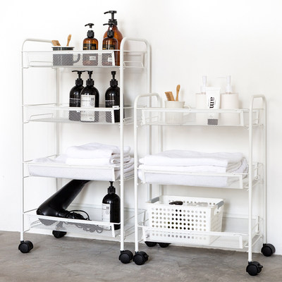 Multi Layer Floor Kitchen Shelving Trolley Storage Trolley Pulley To