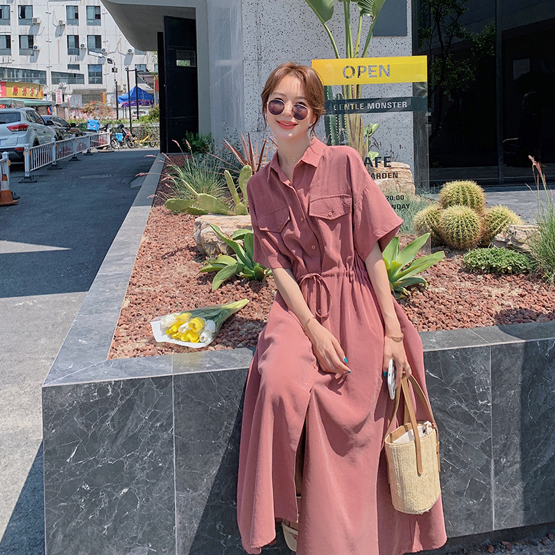Plus Size Dress for Women 100kg Slimming 2025 Summer New Korean Style Loose Belly-Covering Long Shirt Dress for Fat Women Plus Size Dress for Women 100kg Slimming 2025 Summer New Korean Style Loose Belly-Covering Long Shirt Dress for Fat Women