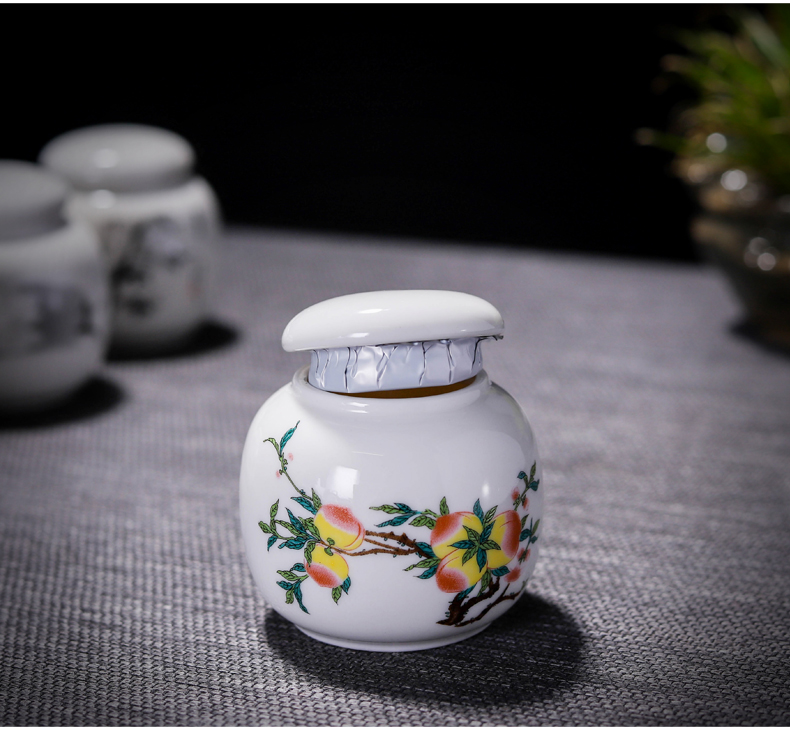 The Mini tea box of small round pot ceramic powder rouge lipstick jar airtight storage tank tins mass can be customized