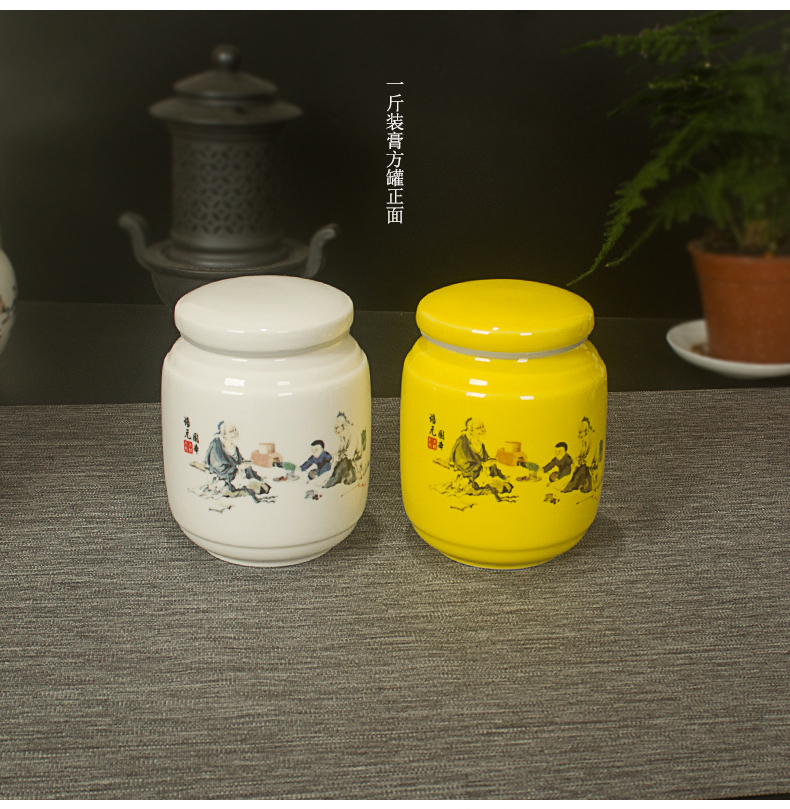 To DE new paste pot of honey ceramic paste porcelain jar solid yuan son tanks seal tea canister custom - made