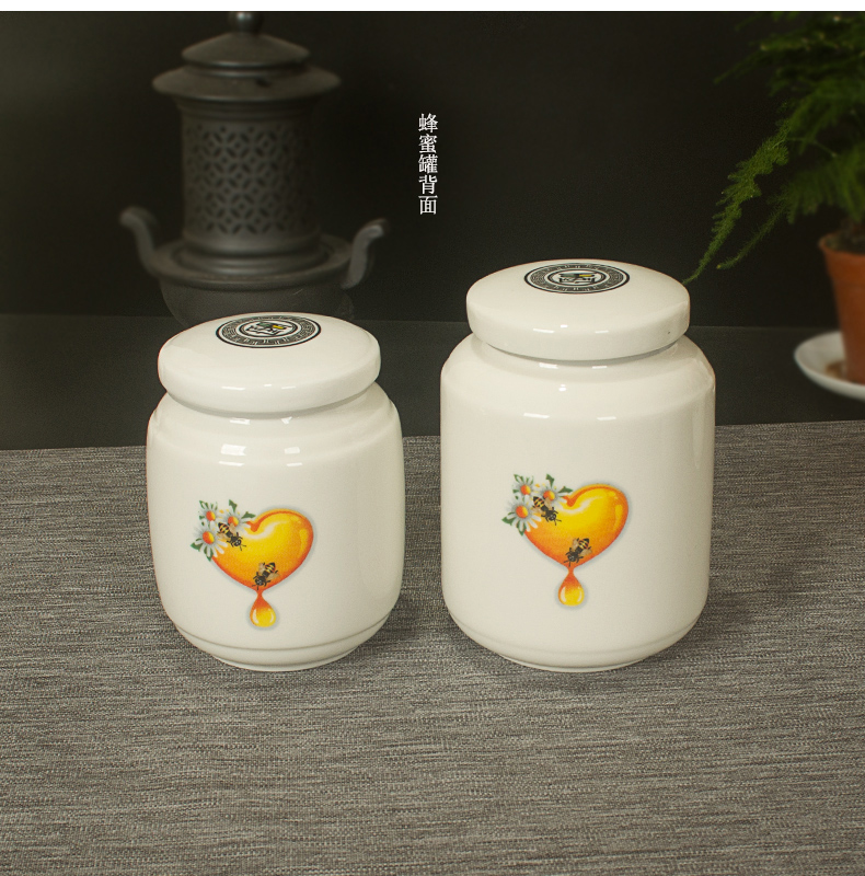 To DE new paste pot of honey ceramic paste porcelain jar solid yuan son tanks seal tea canister custom - made