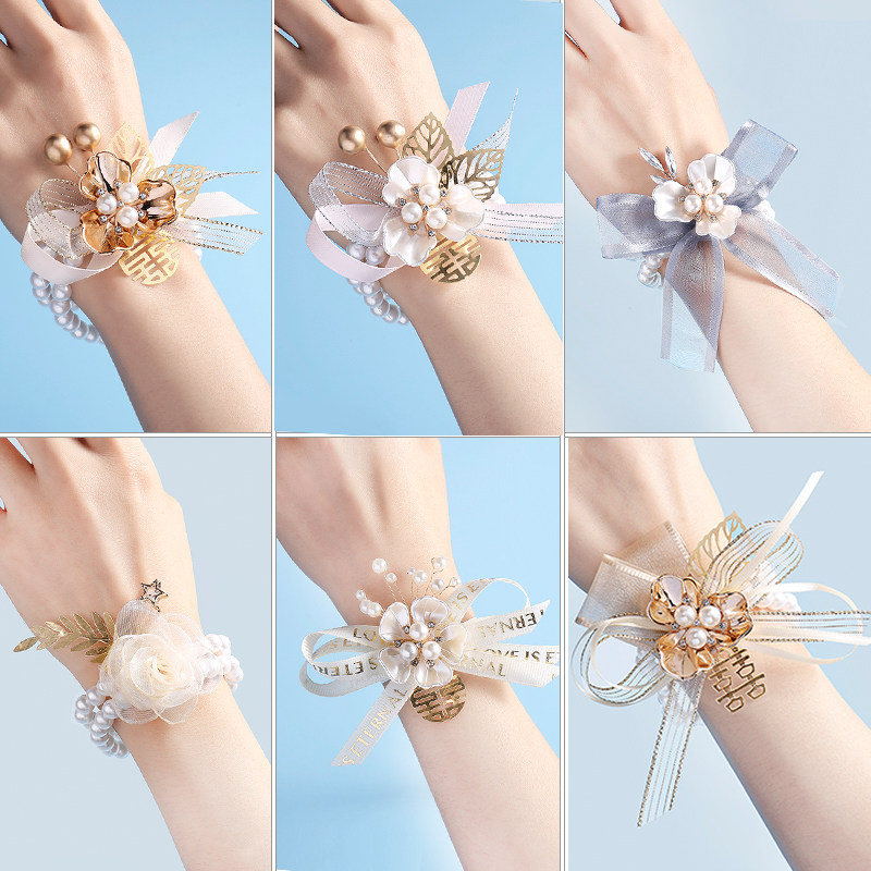 Bridesmaid's bride wrist flower Han style knot wedding Supplies son Sisters Hands Flowers Breast children Handmaid's Ring Flowers Companion Gift-Taobao
