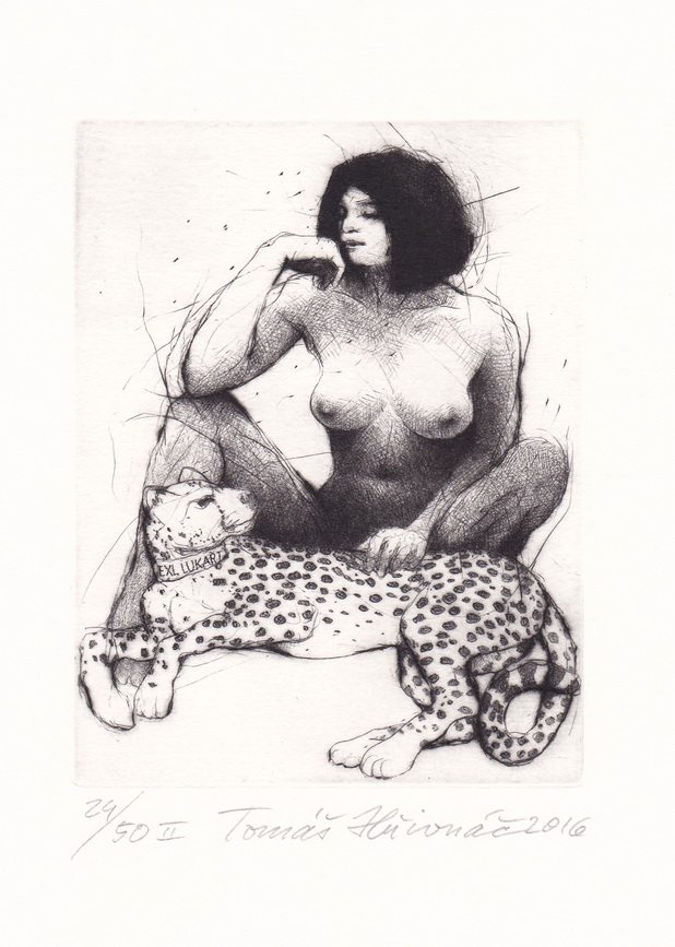 Czech Republic-Tomas Hrivnac-Bronze Prints Stash of Books for Lady and Spotted Dog