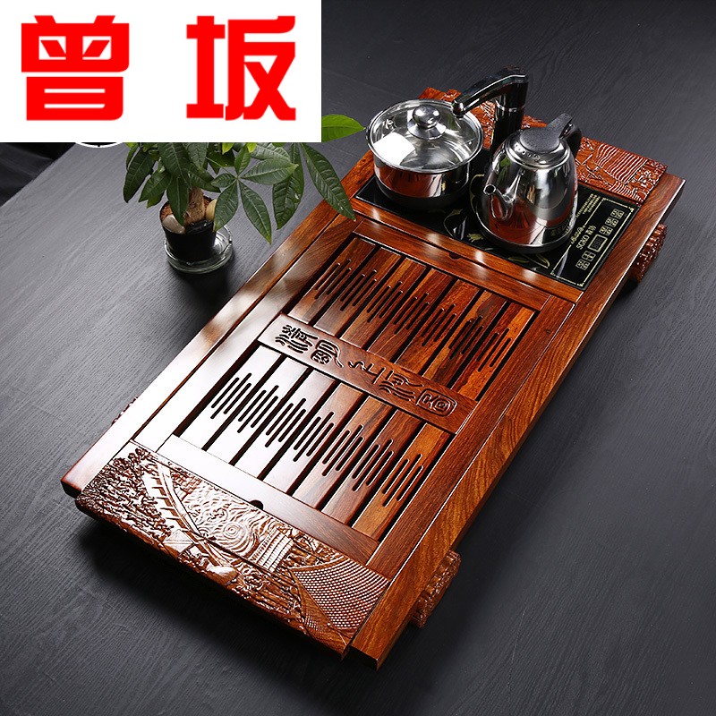 Once sitting hua limu tea tray in induction cooker mixture combination solid wood tea sets tea sea wedding tea set up automatically
