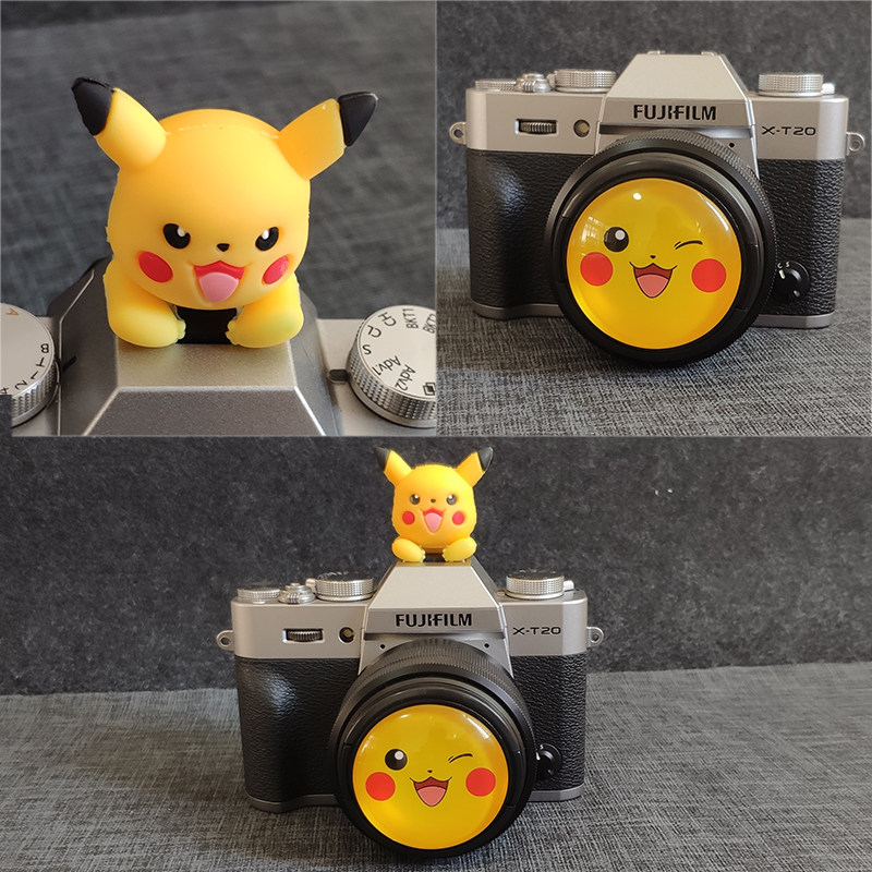 Pikachu set creative cartoon SLR camera lens cover protective cover Three-dimensional hot shoe cover doll combination