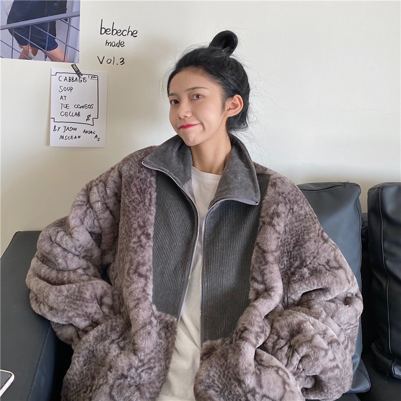 Real shot real price personality ancient fur coat autumn winter port style top