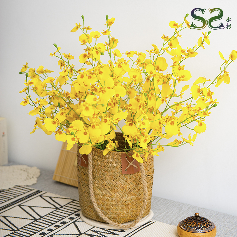Dancing Orange Simulation Flower High Quality Yellow False Flower Large Living Room Decorated Flower Table Fittings Dry Flower Bouquet