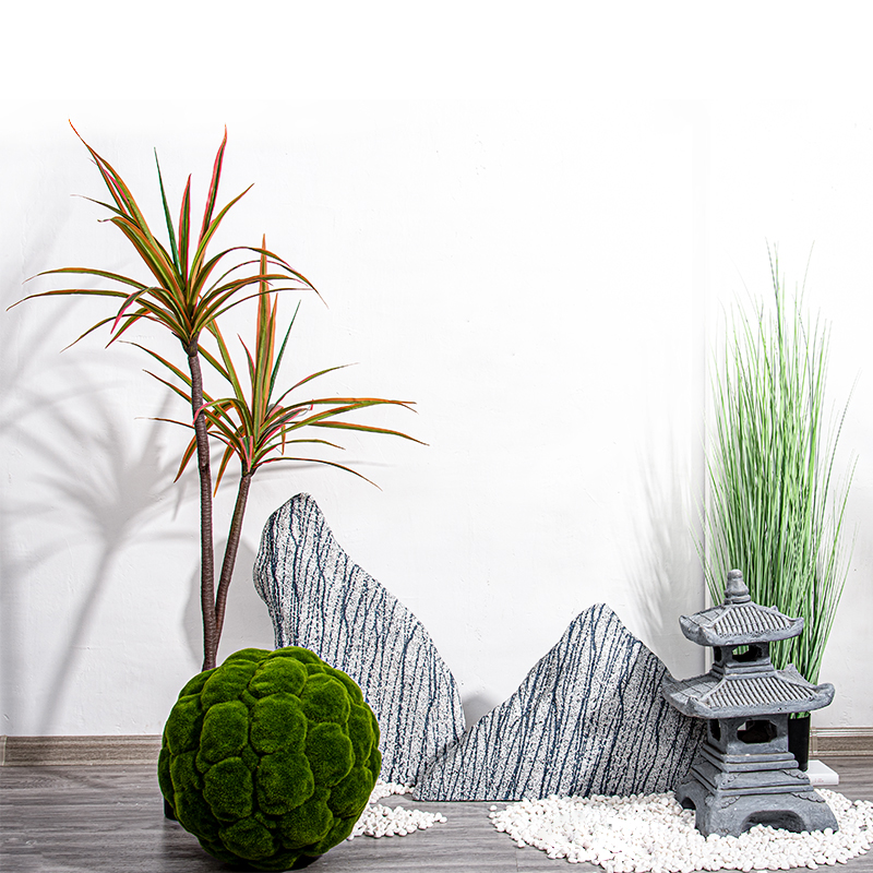 Simulation Dragon Blood Tree Bar West Rail Indoor sample room Windows Bonsai Nordic Style Green Plant Soft Dress Decoration-Taobao