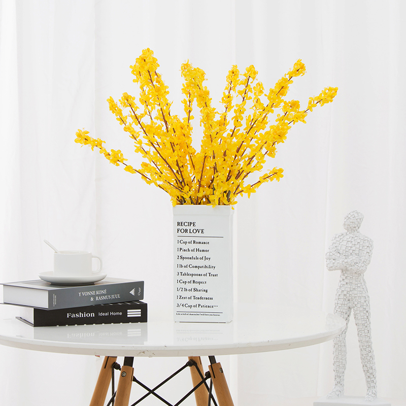 Long branches high quality spring flower simulation fake flower home living room floor decoration decoration piece flower set yellow branches