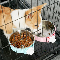 Cervical Spine Rack Pet Dog Bowl Cat Bowl Cat Dog Food Basin Double Bowl Cokety Teddy Supplies Stainless dog Basin Rice Basin