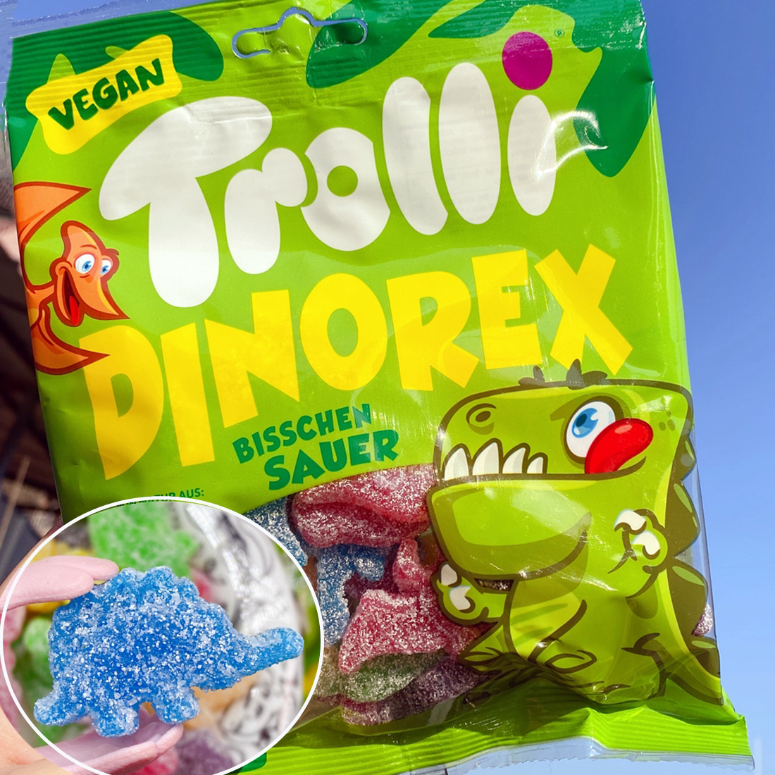 German mouth force dinosaur sour sugar caterpillar sour bug gummy candy strawberry sour bar fruit jelly candy net red candy