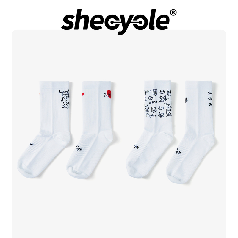 Kitten Cycling Socks, Professional Cycling Socks, Moisture-Absorbing, Quick-Drying, Antibacterial, Deodorizing, Line Drawing, Hand-Painted, Women's Mid-Calf Cycling Socks Kitten Cycling Socks, Professional Cycling Socks, Moisture-Absorbing, Quick-Drying, Antibacterial, Deodorizing, Line Drawing, Hand-Painted, Women's Mid-Calf Cycling Socks