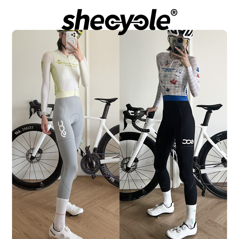 Shecycle Women's Quick-Release Cycling Pants with Side Pockets, Double Arrow Design, Padded, Outerwear Bib Shorts, Road Bike Long Pants