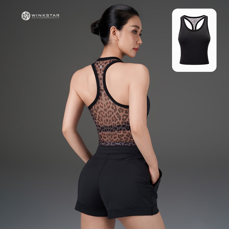 Winkstar Patchwork Racerback Sports Vest for Women with Chest Support