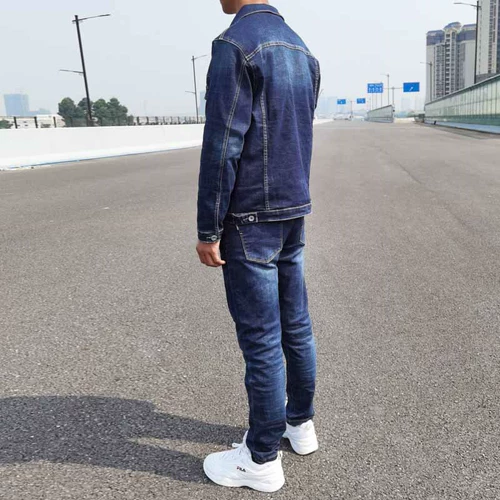 Осенний джинсовый эластичный комплект, трендовая куртка, в корейском стиле