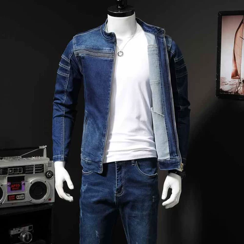 Джинсовый комплект с молнией, трендовая куртка, в корейском стиле