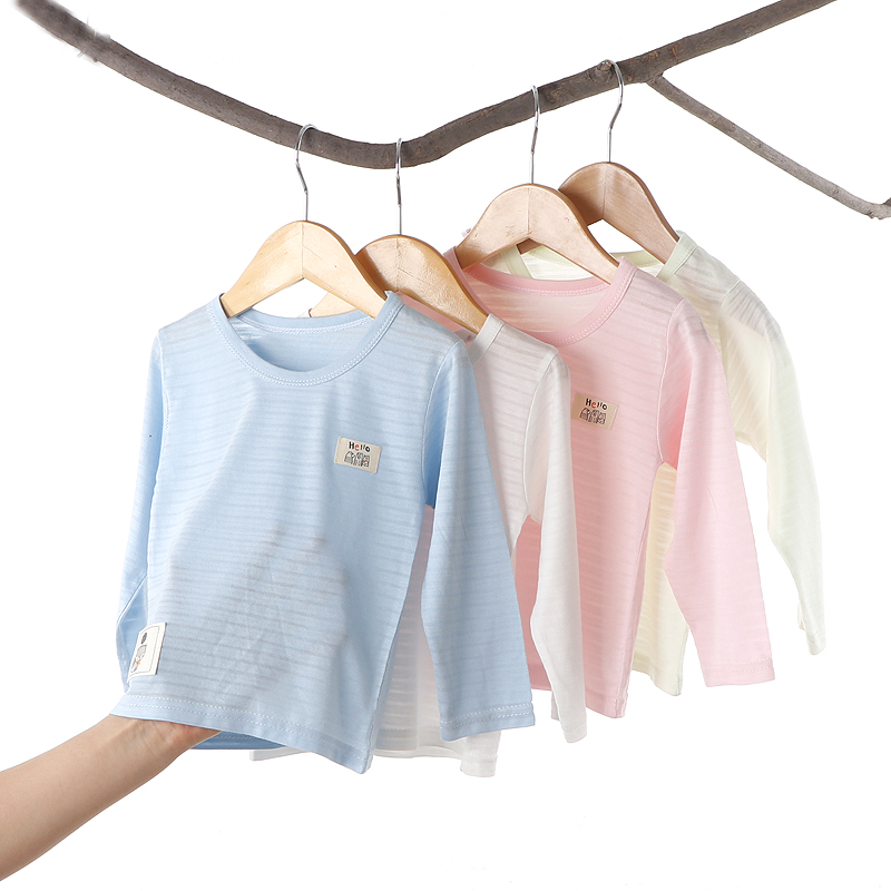 Baby long sleeve tops baby t-shirt summer children's pajamas cotton boy girl thin summer air conditioning suit
