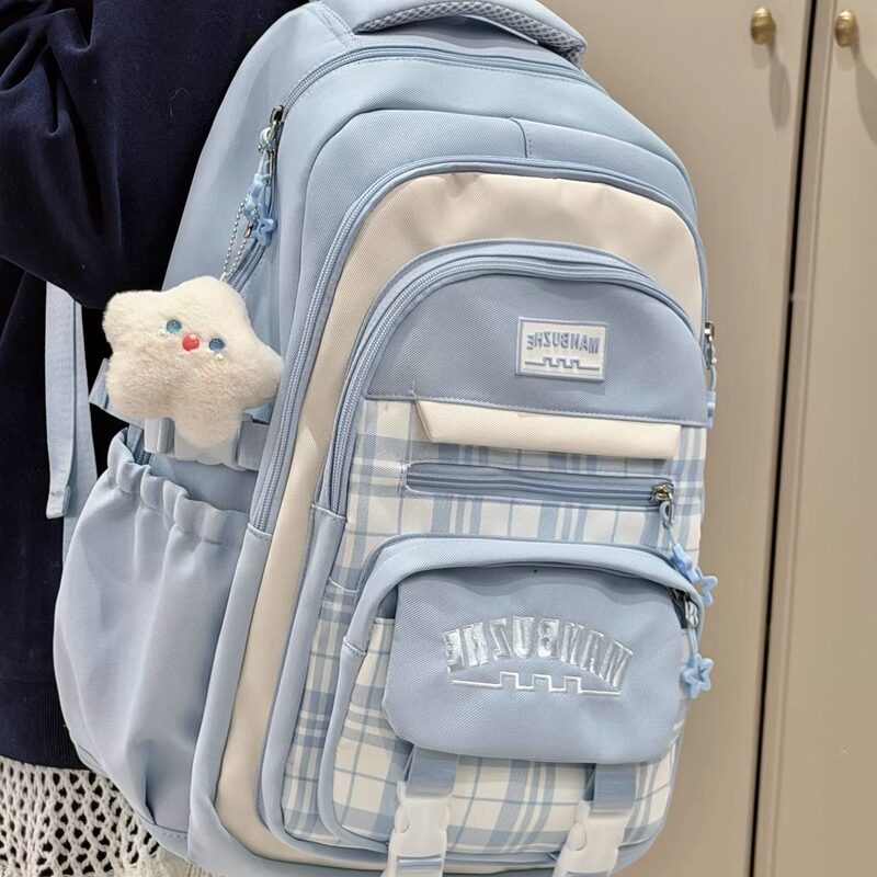 Sweet College-Style Retro Schoolbag for Primary School Girls, Junior High School Students, Large Capacity, Multi-Compartment, High-Looking, Burden-Reducing Backpack Sweet College-Style Retro Schoolbag for Primary School Girls, Junior High School Students, Large Capacity, Multi-Compartment, High-Looking, Burden-Reducing Backpack