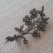 Western Antique Jewelry Vintage Jewellery UK 925 Pure Silver MarksSeistone Flower Brooch 7 4 gr