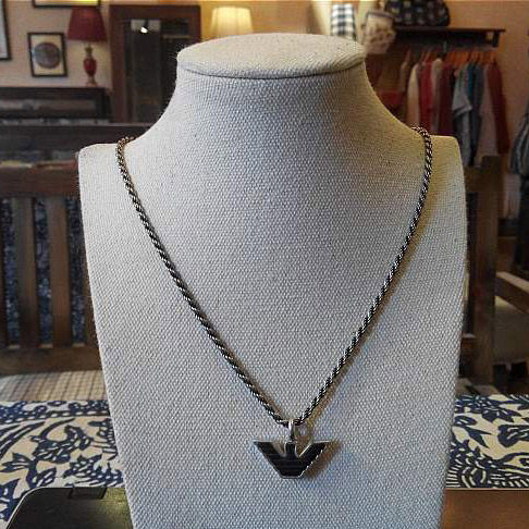 Western Antique Jewelry Retro Aquarium Armani Original 925 Pure Silver Necklace 13 88 g