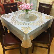 PVC bronzing tablecloth 1 meter square table square household waterproof and oil-proof leave-in European style light luxury coffee table